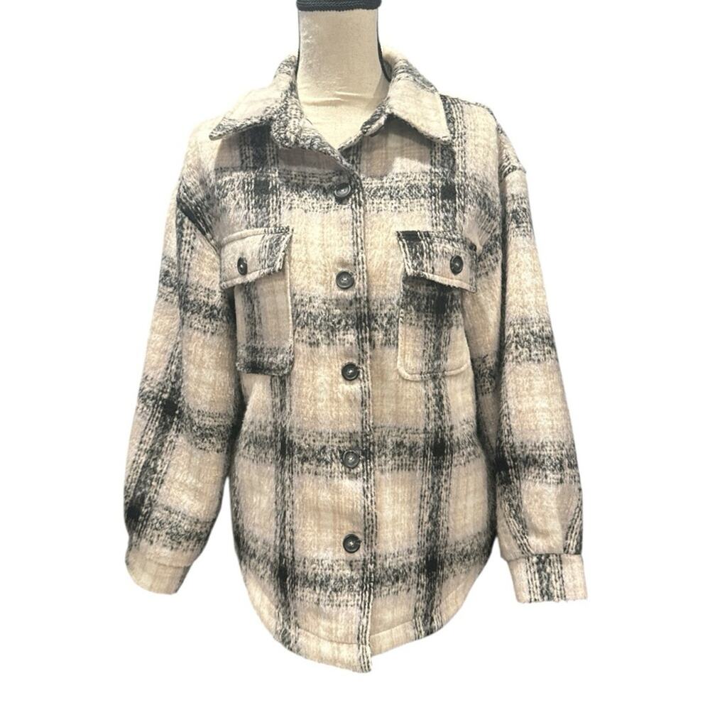 Ambiance Outerwear Cozy Plaid Shacket Jacket Small